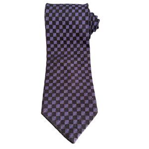 Ike Behar Geometric Woven Hand Sewn 100% Silk Tie Necktie Men's Purple/Black